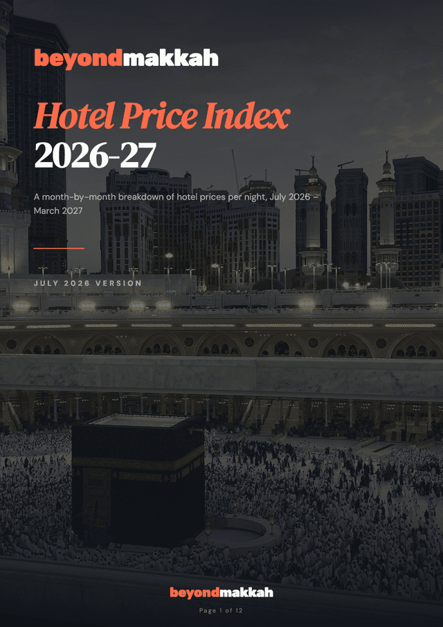 غلاف دليل مؤشر أسعار فنادق مكة، إصدار يوليو 2026